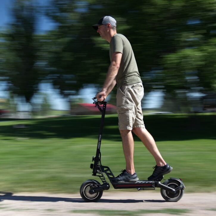 a man riding a segway